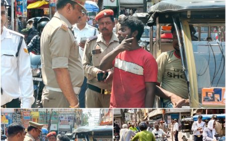 जौनपुर में ई-रिक्शा और हेलमेट अभियान के तहत सख्त कार्रवाई, सैकड़ों वाहन चालकों पर जुर्माना