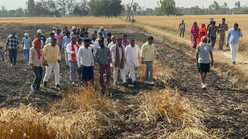 शार्ट सर्किट से गेहूं की फसल जलने वाले पीड़ित किसानों से विधायक ने की मुलाकात  