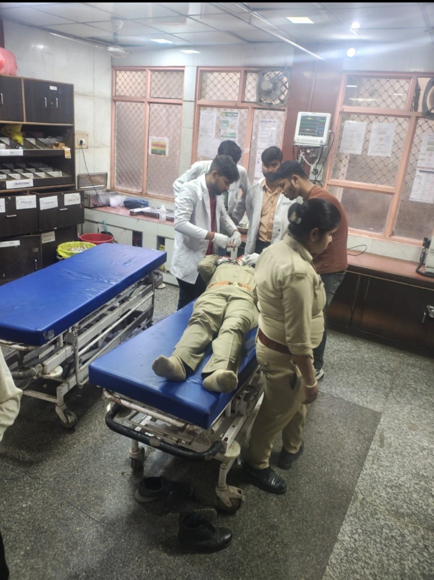 लखनऊ विद्यान सभा के सामने महिला आरक्षी की चाइनीज माँझे से कटा चेहरा 