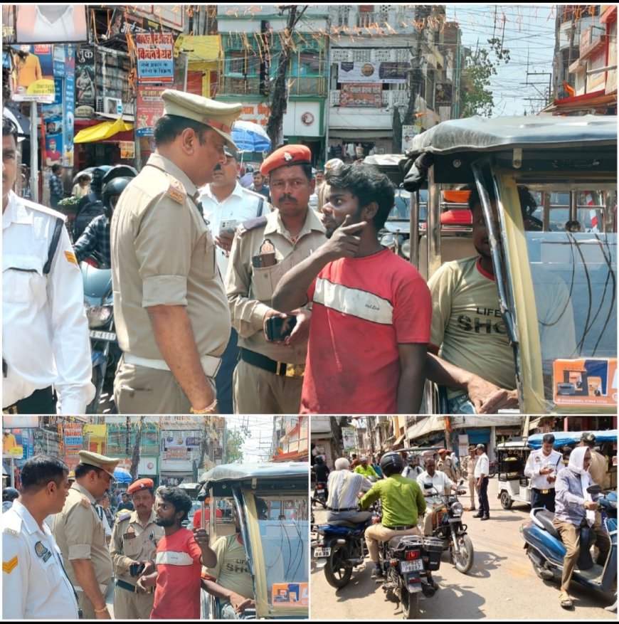 जौनपुर में ई-रिक्शा और हेलमेट अभियान के तहत सख्त कार्रवाई, सैकड़ों वाहन चालकों पर जुर्माना