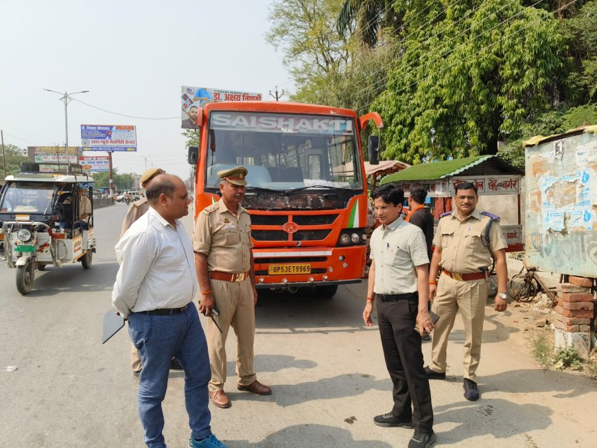 मानकों पर खरा न उतरने वाली दो दर्जन से अधिक बसों का चालान