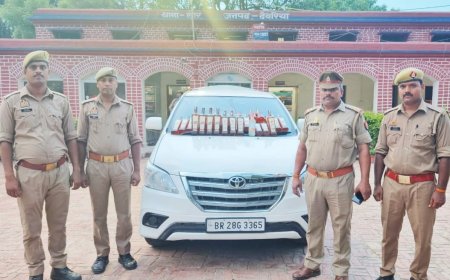 पुलिस ने इनोवा कार से 221 शीशी अंग्रेजी शराब बरामद