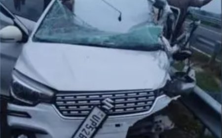 गोरखपुर लिंक एक्सप्रेसवे पर भीषण सड़क हादसा, अर्टिगा ट्रक से टकराई, एक की मौत, 6 घायल 