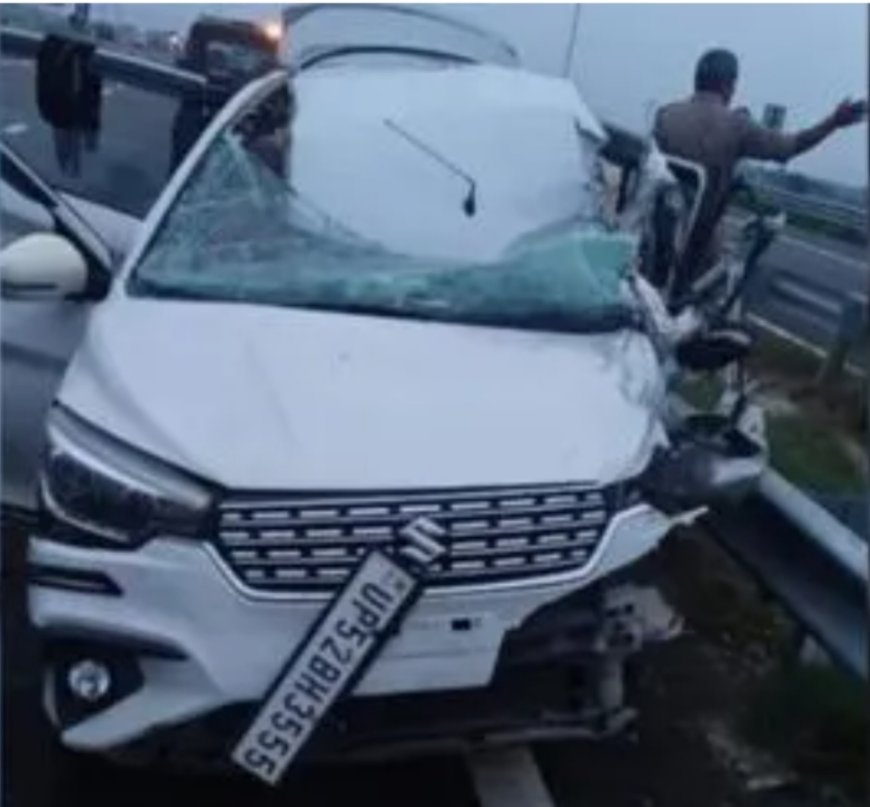 गोरखपुर लिंक एक्सप्रेसवे पर भीषण सड़क हादसा, अर्टिगा ट्रक से टकराई, एक की मौत, 6 घायल 