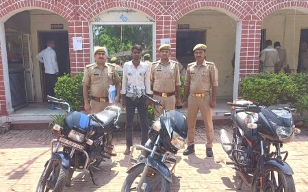 देवरिया की लार पुलिस ने तीन मोटरसाइकिल के साथ शातिर चोर को किया गिरफ्तार